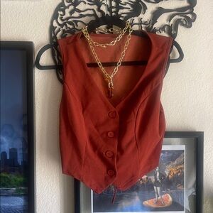 Women's Rust Button-Up Vest